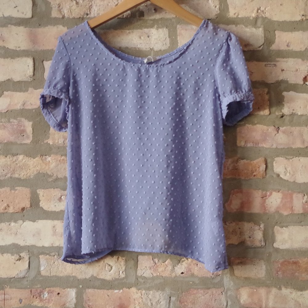Pins and Needles Periwinkle Polka Dot Sheer Top